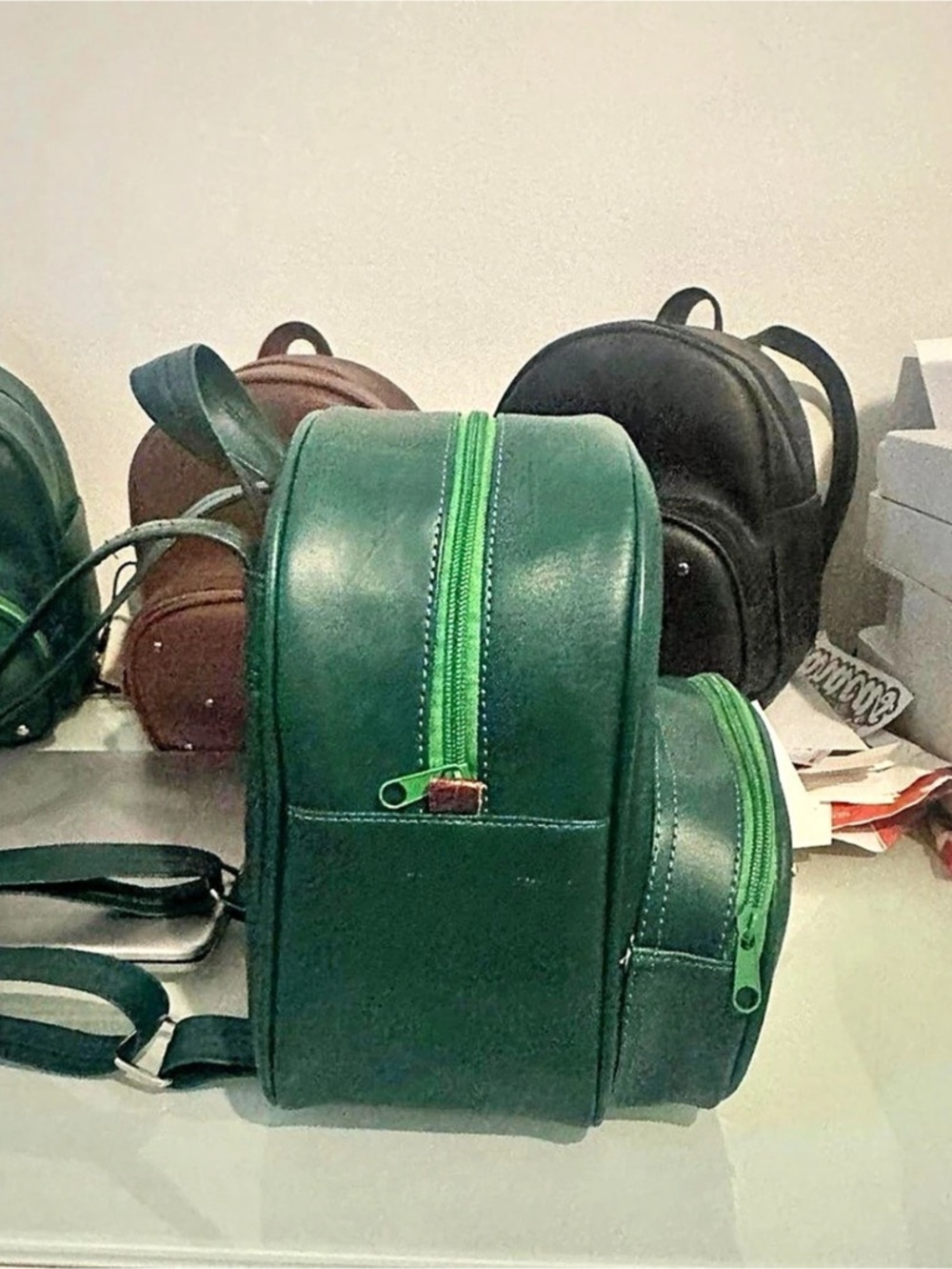 Green Studded Backpack ll - Picture 2 of 3